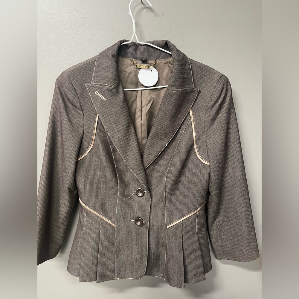 Sexy power suit short Fitbit jacket with matching strapless fitted dress